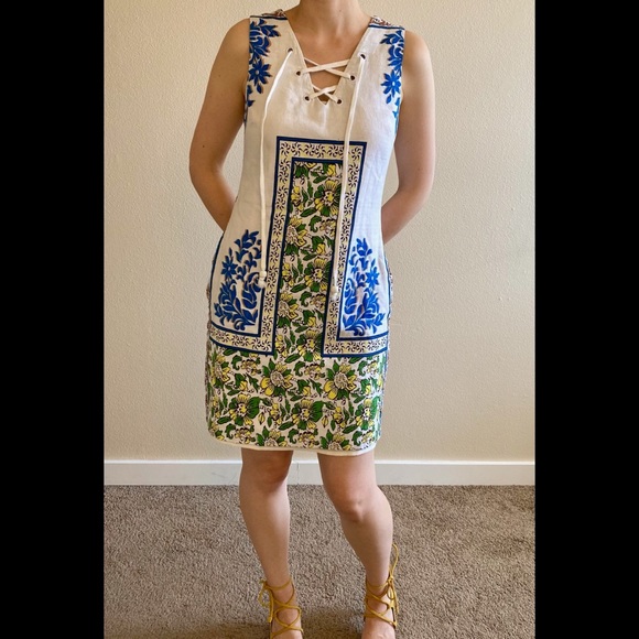 Anthropologie Sleeveless Linen Floral Dress - Picture 8 of 8